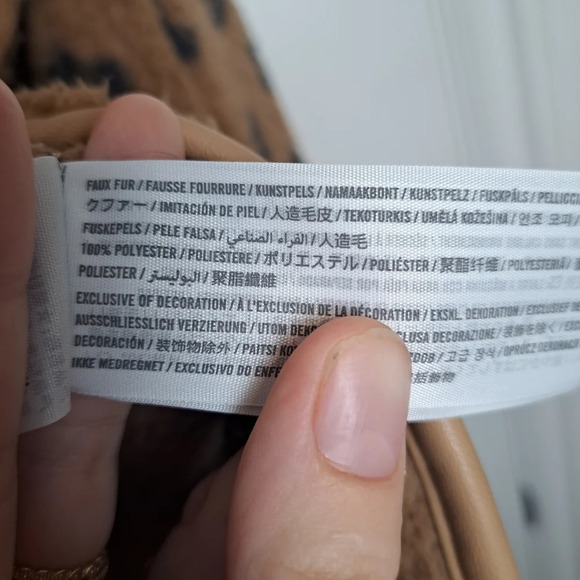 Abercrombie & Fitch Brown Cheetah Print Sherpa Half Zip Pullover Jacket Size XS - Picture 6 of 7